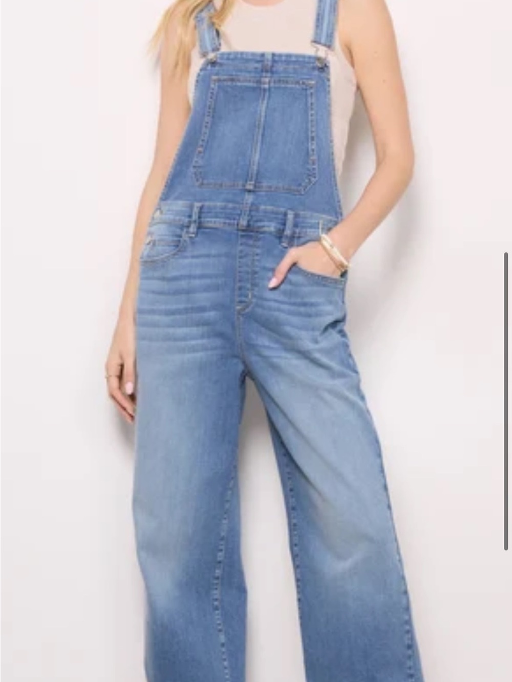 Evereve Light Blue Denim Wide-Leg Overalls
